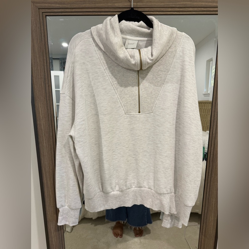 Varley Catherine Half Zip Sweat Ivory Marl Size XL